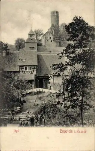 Ak Eppstein im Taunus, Teilansicht, Turm, Fachwerk