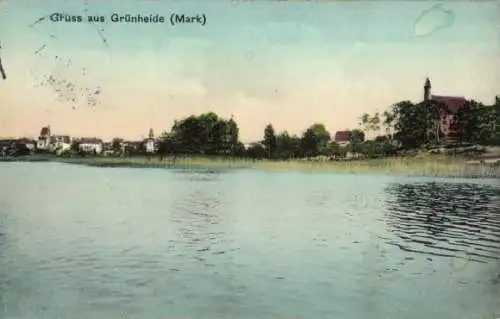 Ak Grünheide in der Mark, Blick vom Wasser aus zum Ort