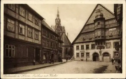 Ak Osterode am Harz, Rathaus und Kirche