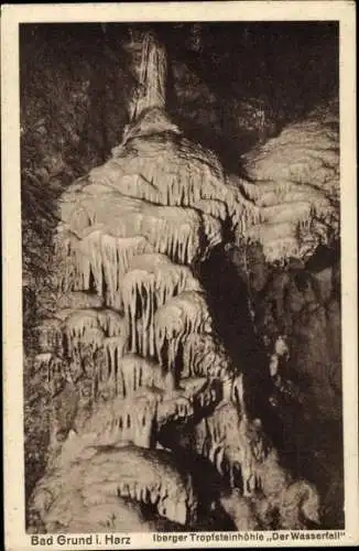 Ak Bad Grund im Harz, Iberger Tropfsteinhöhle, Formation Der Wasserfall