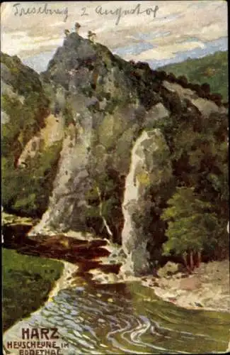 Künstler Ak Thale im Harz, Heuscheune, Bodetal