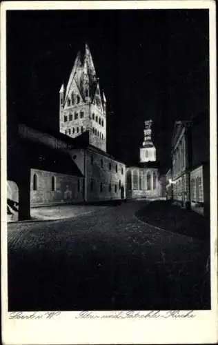 Ak Soest in Westfalen, Petri-Kirche, Patrokli-Kirche, Nacht