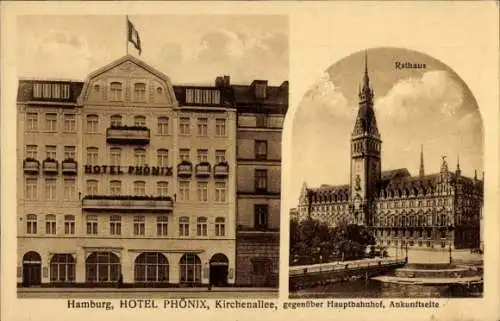 Ak Hamburg St. Georg, Hotel Phönix, Kirchenallee, Rathaus
