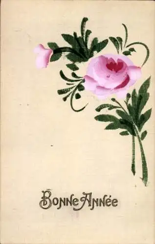 Handgemalt Ak Glückwunsch Neujahr, Rosenblüten