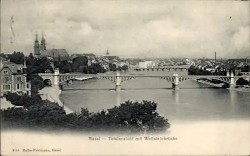 Ak Basel Basel Stadt Schweiz, Totale mit Wettsteinbrücke