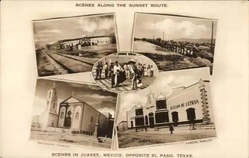 Passepartout Ak Juárez Mexiko, Ansichten der Stadt, Kirche