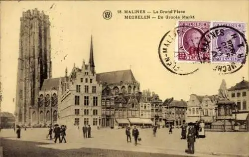 Ak Mechelen Mecheln Malines Flandern Antwerpen, Der Große Markt, Kirche