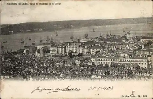 Ak Lisboa Lissabon Portugal, Panorama, Castille S Jorge