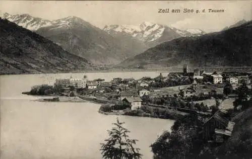 Ak Zell am See in Salzburg, Totalansicht, Tauern