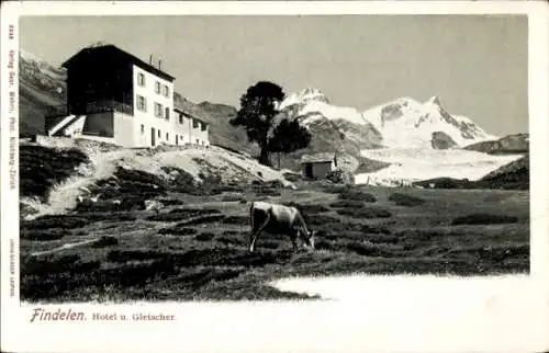 Ak Findelen Kanton Wallis, Hotel, Gletscher, Kuh