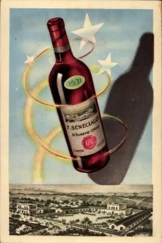 Künstler Ak F. Seneclauze, Saint Eugene, Oran Algerien, Grand Cru, Weinflasche