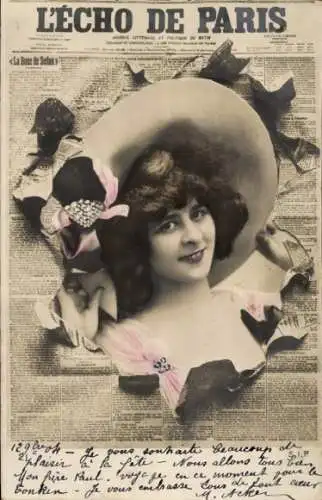 Zeitungs Ak L'Echo de Paris, Portrait einer Frau