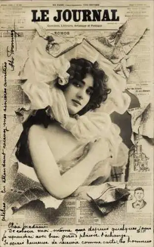 Zeitungs Ak Le Journal, Portrait einer Frau