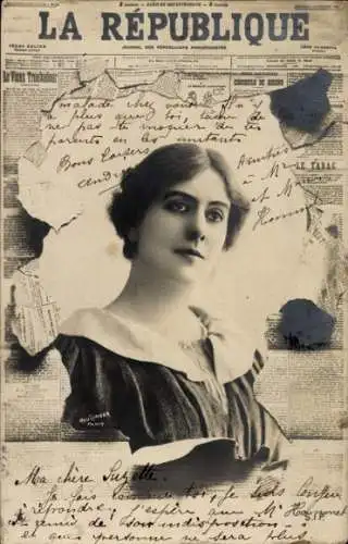 Zeitungs Ak La Republique, Portrait einer Frau