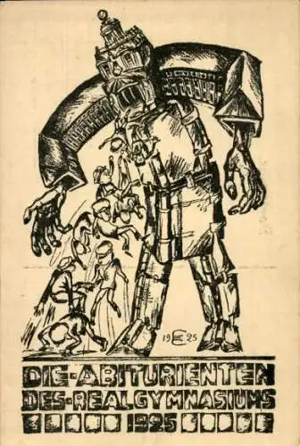 Studentika Künstler Ak Abiturienten des Realgymnasiums 1925
