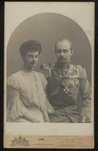 Cabinet Foto Friedrich Franz IV. v. Mecklenburg Schwerin mit Gattin Alexandra, geb. v. Hannover