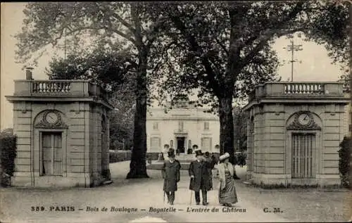 Ak Paris 16. Jahrhundert, Bois de Boulogne, Bagatelle, Eingang zum Schloss