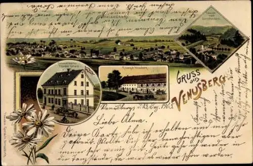 Litho Venusberg Drebach Erzgebirge, Kolonialwaren Theodor Gerlach, Rittergut