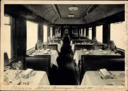 Ak Deutsche Eisenbahn, Mitropa Speisewagen, Bauart 1930, Innenansicht
