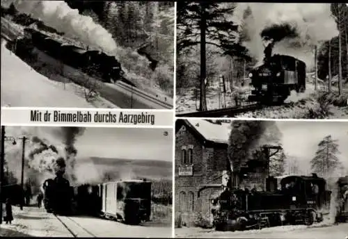 Ak Dampflokomotiven im Erzgebirge, Hammerunterwiesenthal, Niederschmiedeberg, Steinbach, Kretscham