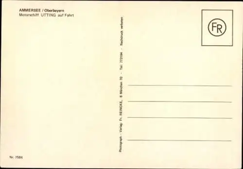 Ak Motoschiff Utting auf dem Ammersee