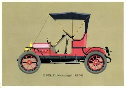 Ak Opel Doktorwagen 1909, Zweitürer, Roter Oldtimer