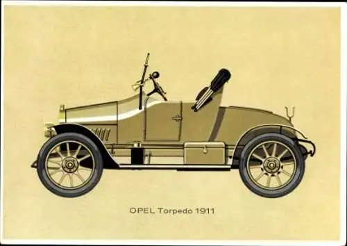 Ak Auto, Opel Torpedo, Baujahr 1911