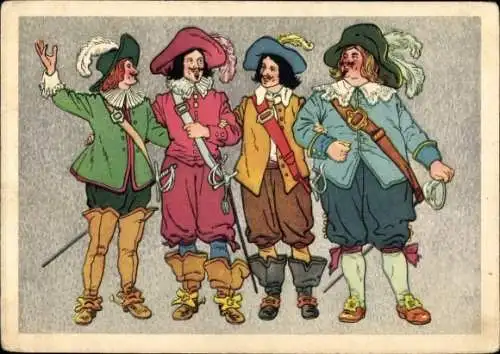 Künstler Ak Valna, Die drei Musketiere, Alexandre Dumas