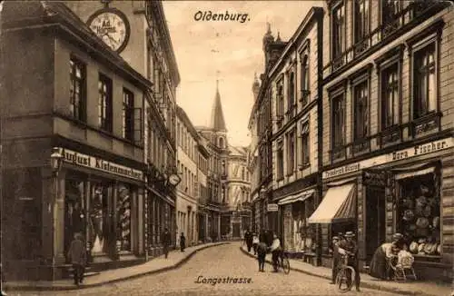 Ak Oldenburg im Großherzogtum Oldenburg, Langestraße, Geschäfte Dora Fischer, August Kistenmacher