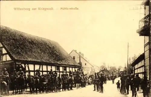 Ak Willenberg Wielbark Ostpreußen, Mühlenstraße, I WK