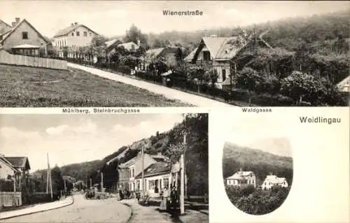 Ak Wien Penzing Hadersdorf Weidlingau, Wienerstraße, Mühlberg, Steinbruchgasse, Waldgasse