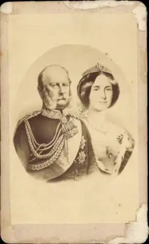 Kabinett Foto Kaiser Wilhelm I. von Preußen, Augusta von Sachsen-Weimar-Eisenach, Portrait