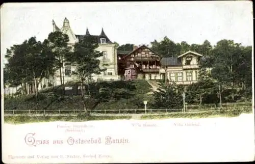 Ak Ostseebad Bansin Heringsdorf auf Usedom, Pension Strandhaus, Villa Renate, Villa Gertrud
