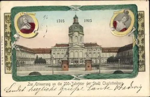 Passepartout Ak Berlin Charlottenburg, Schloss, 200-Jahr-Feier 1705-1905