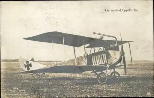 Ak Flugzeug Germania Doppeldecker, Sanke 324