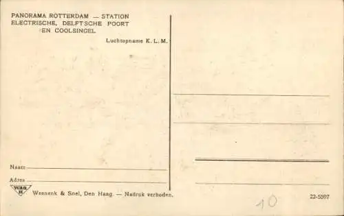 Ak Rotterdam Südholland Niederlande, Panorama, Luftbild