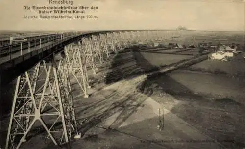Ak Rendsburg in Schleswig Holstein, Eisenbahnhochbrücke, Kaiser-Wilhelm-Kanal