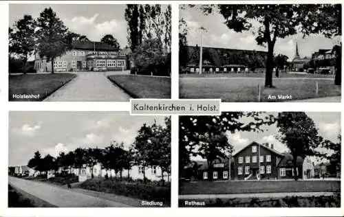 Ak Kaltenkirchen in Schleswig Holstein, Holstenhof, Markt, Siedlung, Rathaus