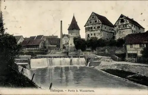 Ak Balingen in Württemberg, Wasserturm, Fachwerkhäuser