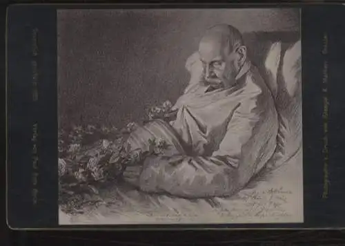 Cabinet Bildnis Kaiser Wilhelm I. auf dem Totenbett
