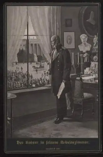 Cabinet Foto Kaiser Wilhelm I. von Preußen in seinem Arbeitszimmer