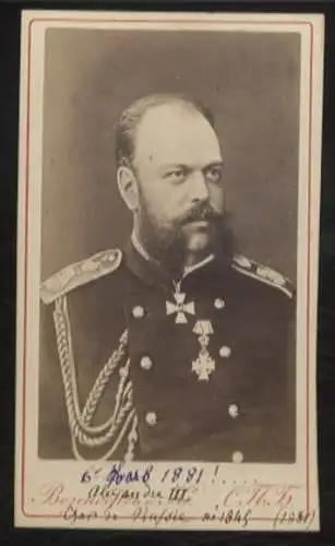 CdV Portrait Zar Alexander III. von Russland