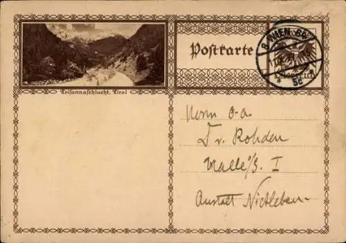 Ganzsachen Ak Tirol, Trisannaschlucht