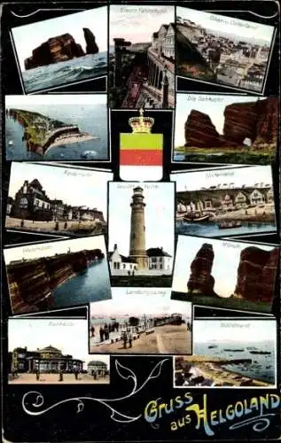 Ak Nordseeinsel Helgoland, Westküste, Aquarium, Südstrand, Mönch, Fahrstuhl, Kurhaus