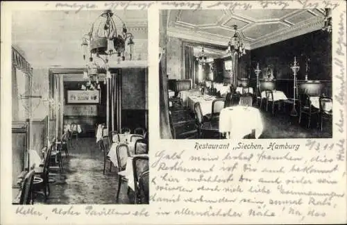 Ak Hamburg, Restaurant Siechen, Speiseraum