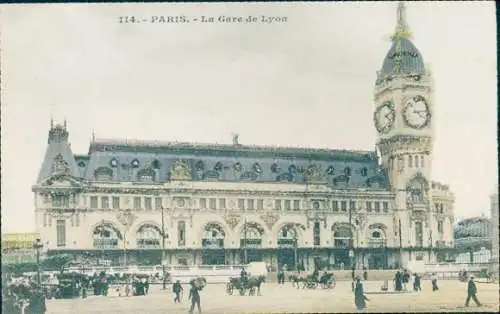 Glitzer Ak Paris XII., Gare du Lyon