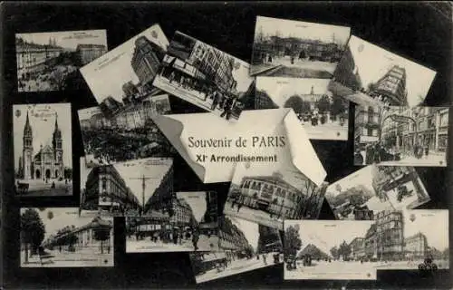 Ak Paris XI, Kirche, Straße, Souvenir