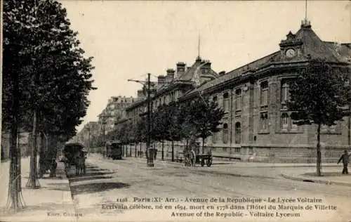 Ak Paris XI., Avenue de la République, Lycée Voltaire