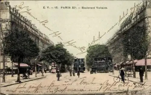 Ak Paris XI., Boulevard Voltaire