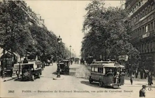 Ak Paris IX., Boulevard Montmartre, Carrefour Drouot